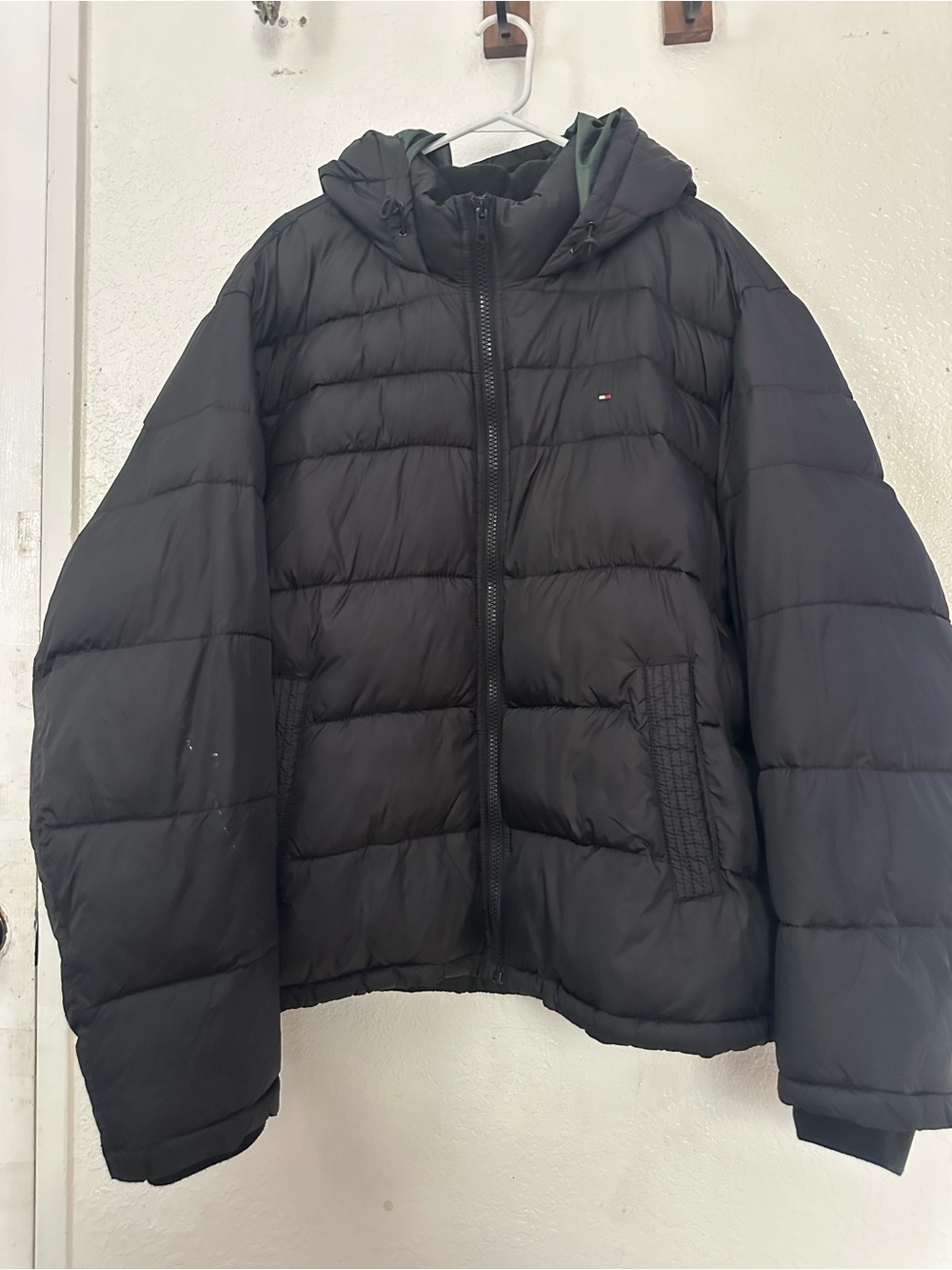 Tommy Hilfiger Hooded Puffer Jacket Coat Black - Authentic